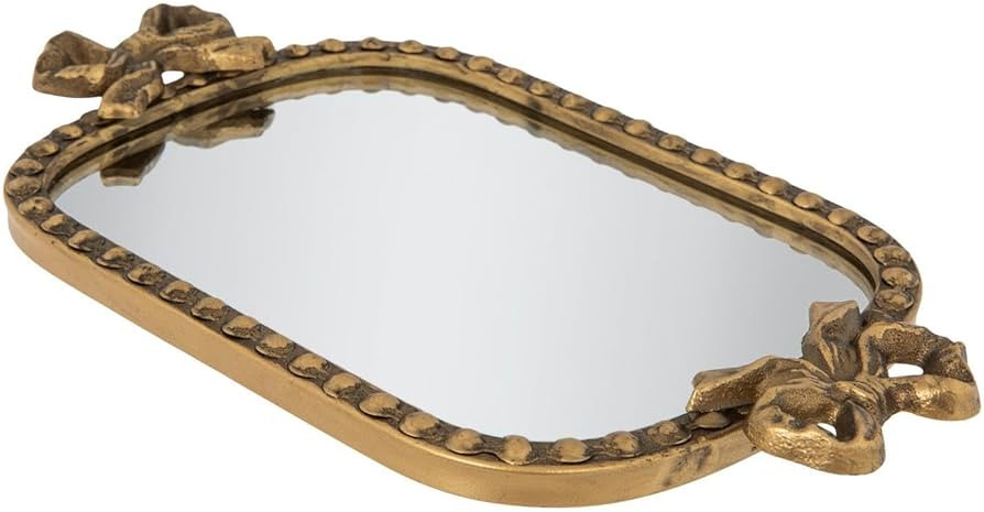 Hobby Lobby Mirrored Vanity Tray with Bow Design, Gold Metal Frame, 10.5 x 6 inches, Mother's Day... | Amazon (US)