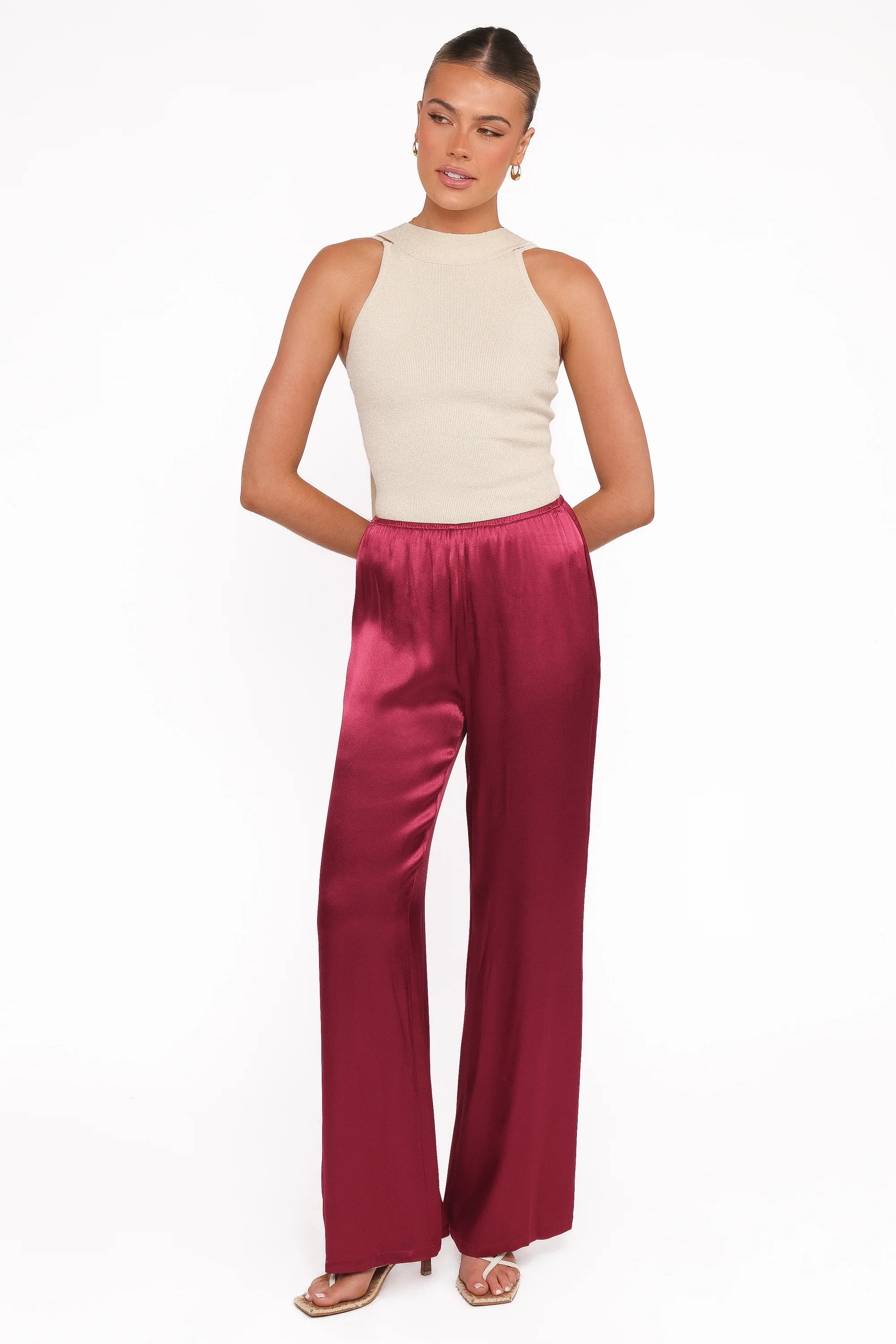 Carissa Satin Pants - Berry | Petal & Pup (US)