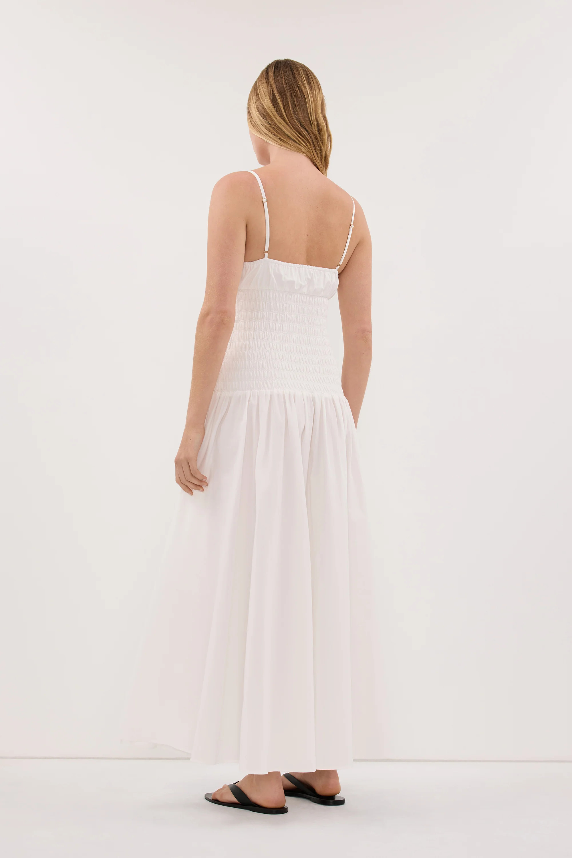 PALOMA WHITE COTTON MIDI DRESS | DISSH