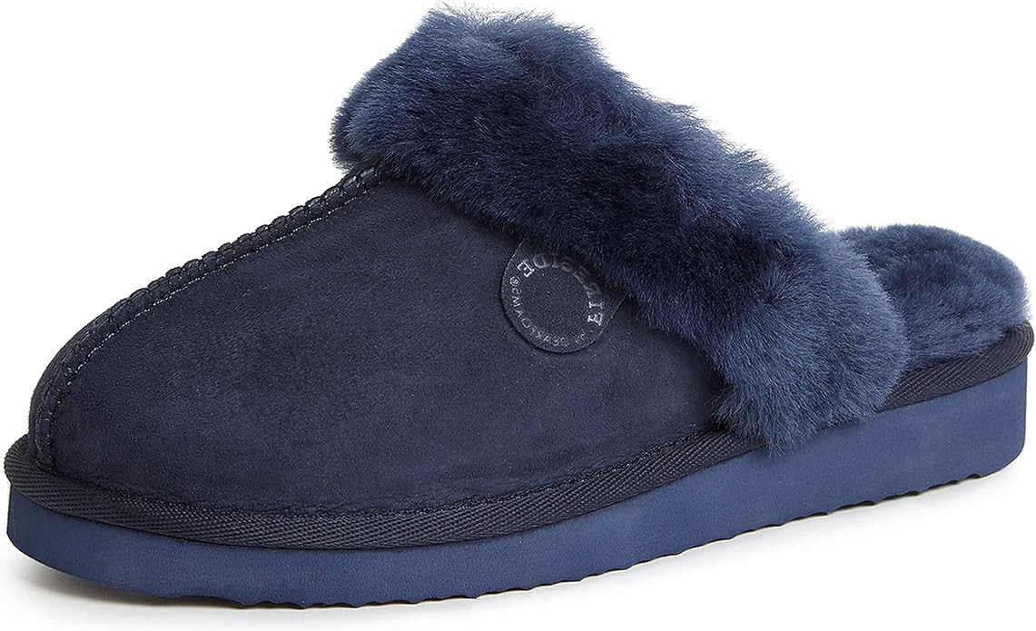 Dearfoams Women's Fireside Sydney Shearling Fur Indoor/Outdoor Scuff Slipper with Wide Widths | Amazon (US)
