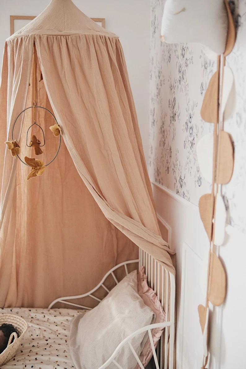 Beige muslin canopy / thick cotton / Caffe Bed Canopy / Crib Canopy / Play room canopy / canopy f... | Etsy (US)