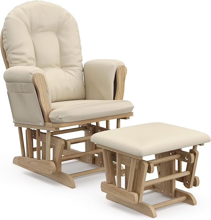 Storkcraft Premium Hoop Glider & Ottoman (Natural/Beige) — GREENGUARD Gold Certified Nursery Gl... | Amazon (US)