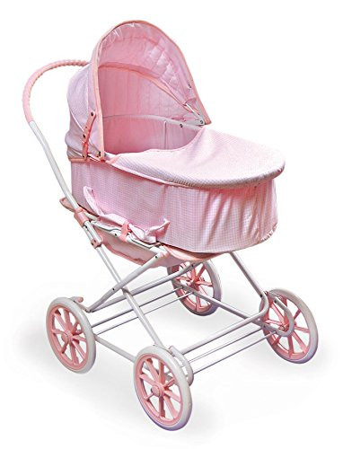 Badger Basket English Style Doll Stroller - Adjustable Canopy Classic Doll Pram - Fits 18 to 22-Inch Dolls - Durable Pretend Play Toy with Smooth Wheels for Kids - Pink | Amazon (US)
