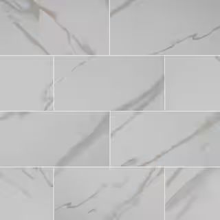 Pietra Calacatta Ivory 12 in. x 24 in. Polished Porcelain Stone Look Floor and Wall Tile (16 sq. ... | The Home Depot
