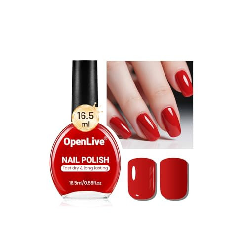 OpenLive 16.5ml Red Nail Polish Large Volume Quick Drying Nail Polish, Fast Drying and Long Lasting Color Nail Art DIY Home Manicure Gift for Women | Amazon (US)