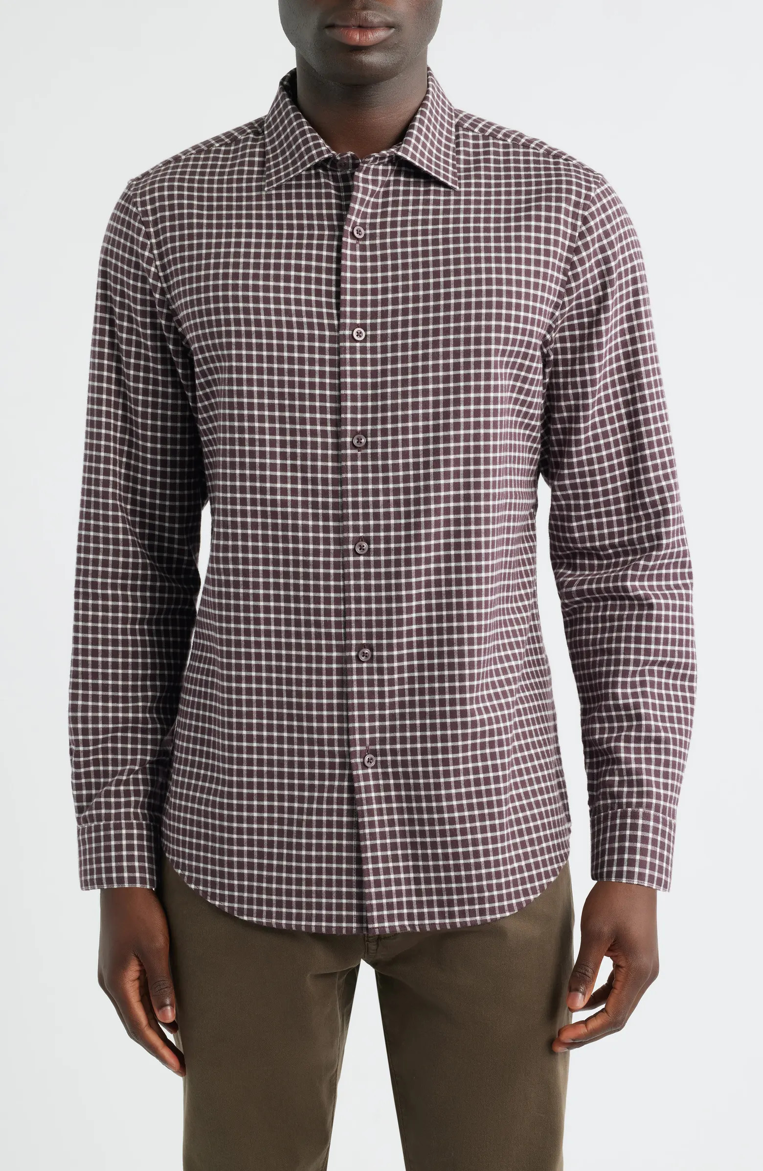 Check Cotton & Cashmere Button-Up Shirt | Nordstrom