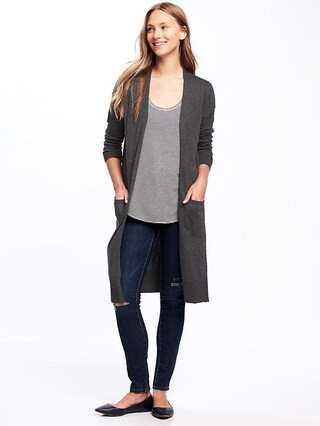 Old Navy Womens Open-Front Super-Long Sweater For Women Graphite Heather Size L | Old Navy US