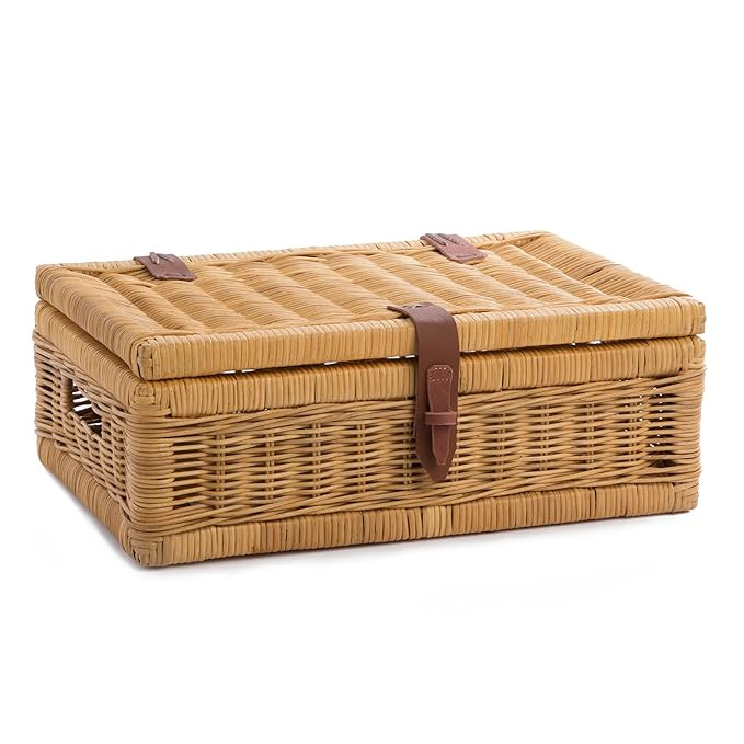 The Basket Lady Covered Wicker Storage Basket, Small, Toasted Oat | Amazon (US)