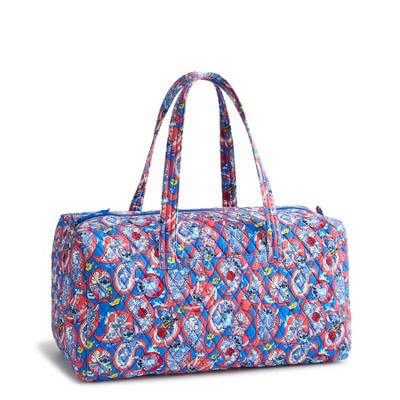 Vera Bradley Women's Disney Lilo and Stitch Cotton Large Travel Duffel Bag Stitch Monstera Paisley | Target
