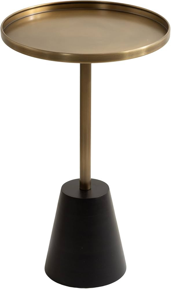 Kate and Laurel Tira Elegant Round Side Table, 14 x 24, Brass and Black, Modern Glam Circle End T... | Amazon (US)