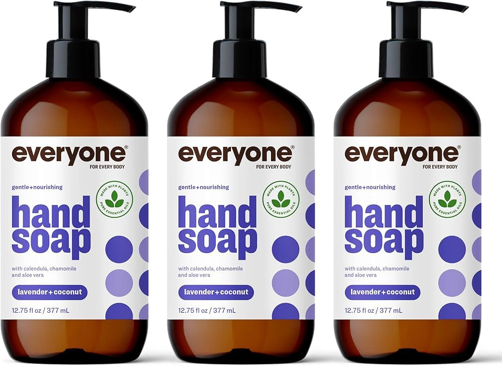 everyone for every body Liquid Hand Soap, 12.75 Ounce (Pack of 3), Lavender and Coconut, Plant-Ba... | Amazon (US)
