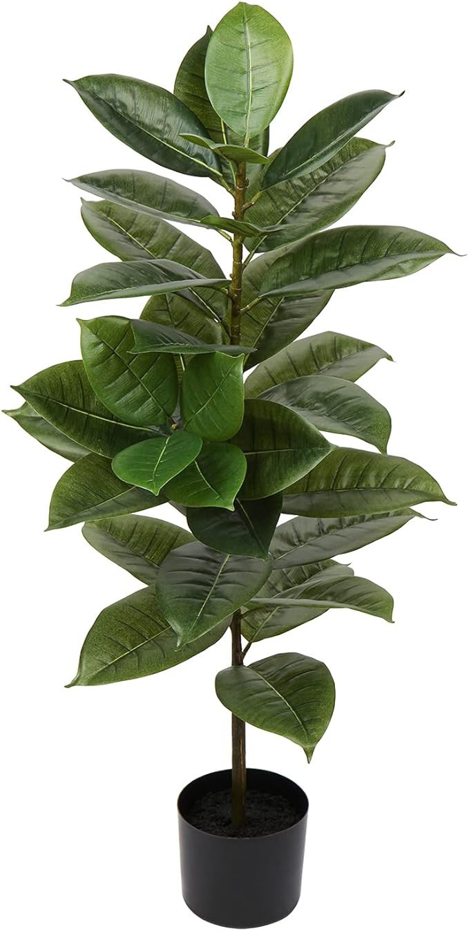 40" Artificial Rubber Tree Fake Tree Tall Plant Faux Trees Indoor Large Greenery Floor Plants in ... | Amazon (US)