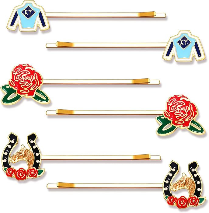 6PCS Kentucky Derby Hair Clips for Women Derby Riding Suit Horse Horseshoe Hairpins Kentucky Derb... | Amazon (US)