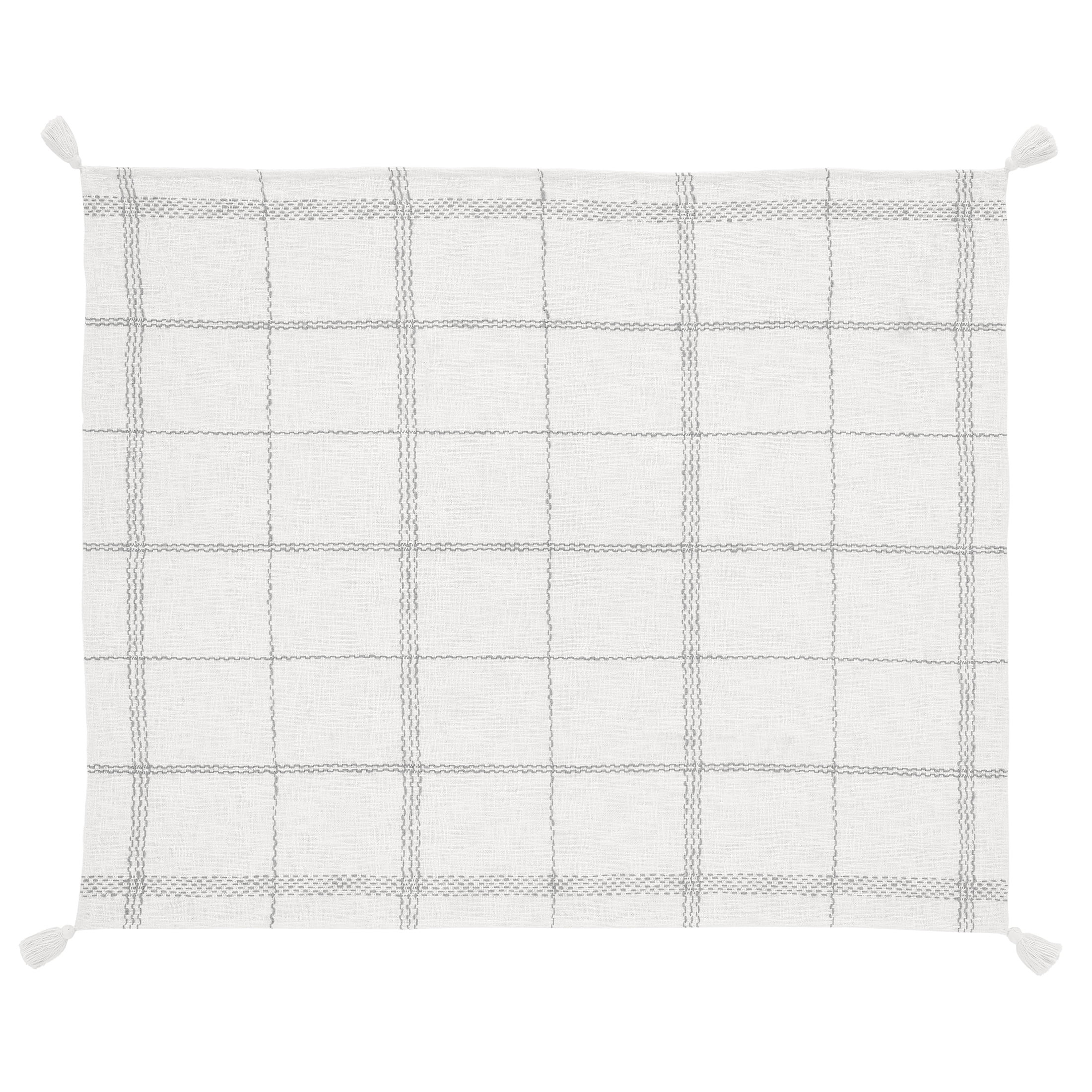 My Texas House Collins Plaid Woven Slub Cotton Throw, 50" x 60", Grey/Ivory - Walmart.com | Walmart (US)