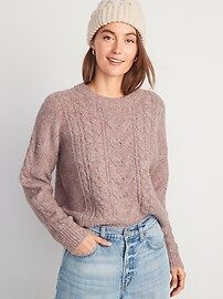 Heathered Cable-Knit Sweater for Women | Old Navy (US)