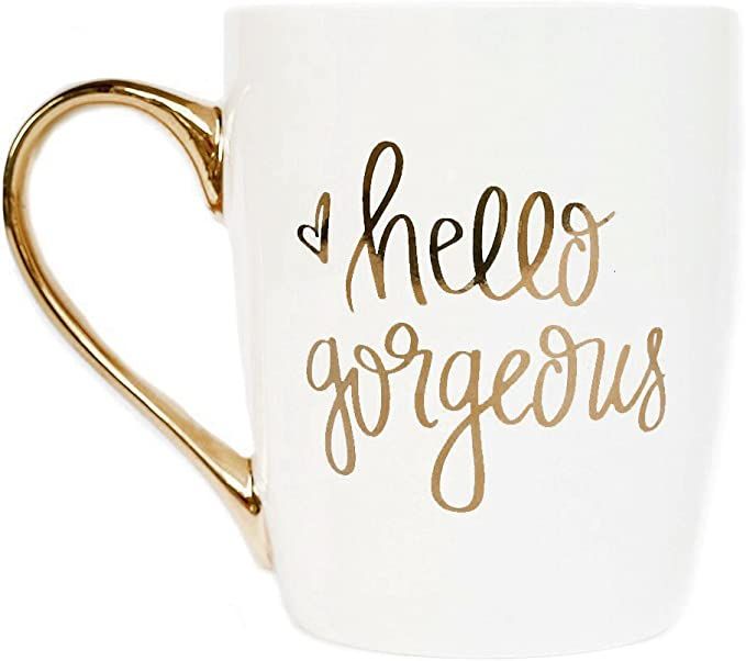 Sweet Water Decor Cute Coffee Mugs with Golden Handle | Girly Make Up & Mascara 16oz China Coffee... | Amazon (US)