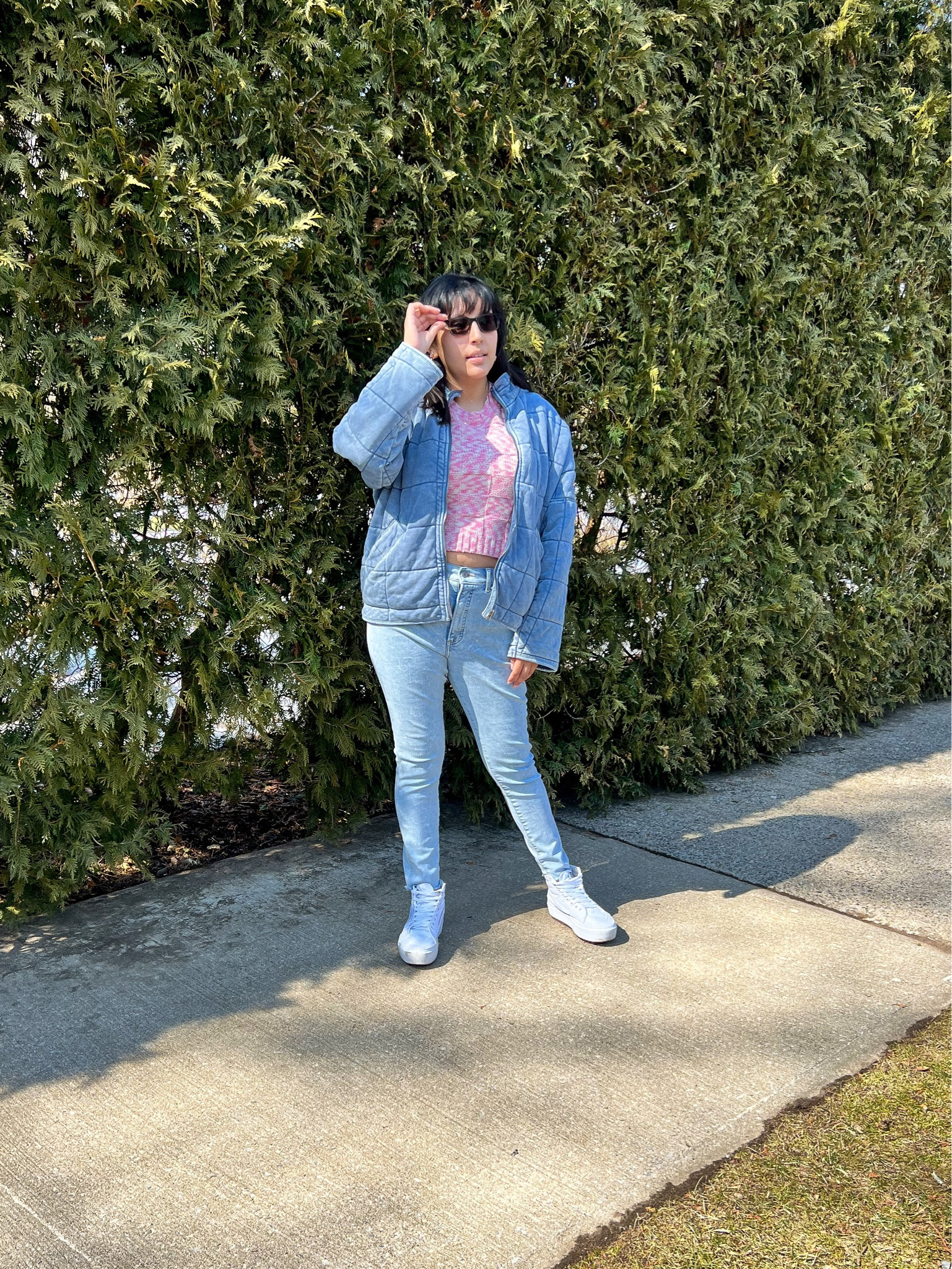 Forever 21 Quilted Denim Jacket, Steve Madden Top, & Vans Sneakers

#LTKunder50 #LTKunder100