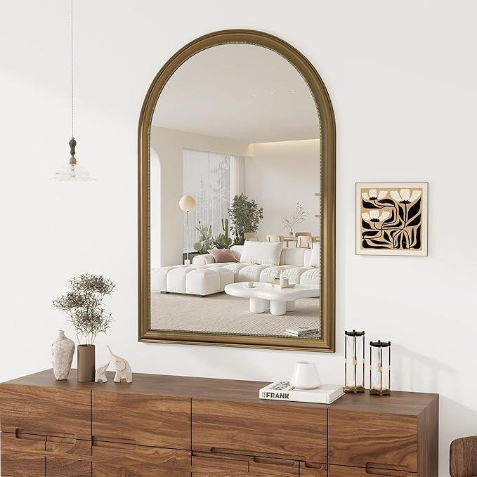 Axeman 32x48 Arched Wall Mirror, Decorative Bathroom Mirror, Traditional Vintage Wall Mounted Mir... | Amazon (US)