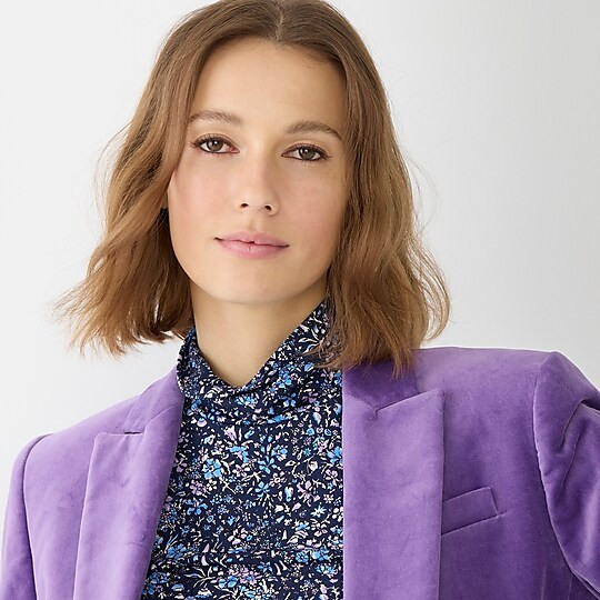 Ruched matte jersey turtleneck in Coventry floral | J. Crew US