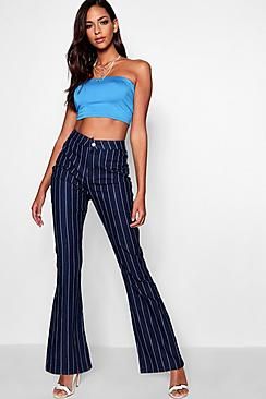 Stripe Skinny Flare Jeans | Boohoo.com (US & CA)