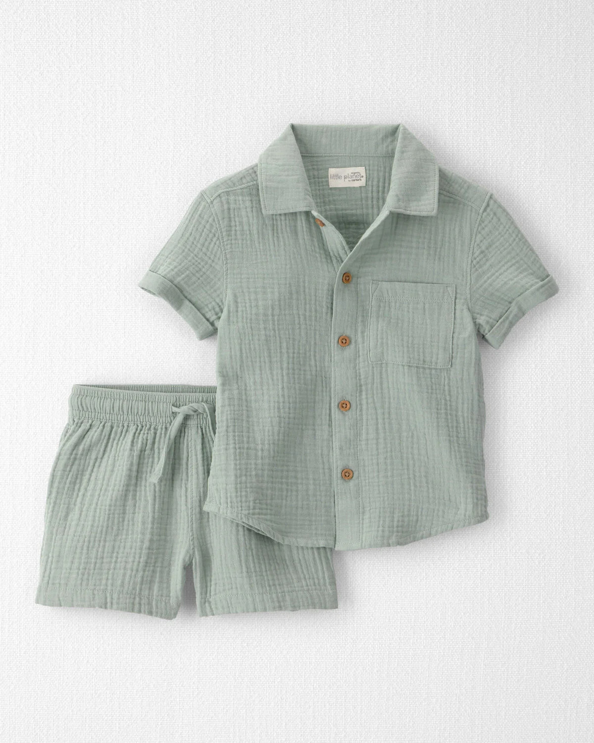 Toddler Boy 2-Piece Organic Cotton Gauze Top & Short Set | Carter's Inc