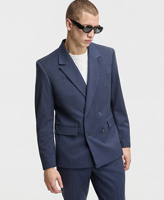Mode of One Men's Slim-Fit Double-Breasted Pinstripe Blazer, Macy's Exclusive - Macy's | Macy's
