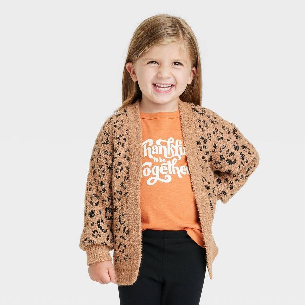 Toddler Girls' Animal Print Cardigan - Cat & Jack™ Brown | Target