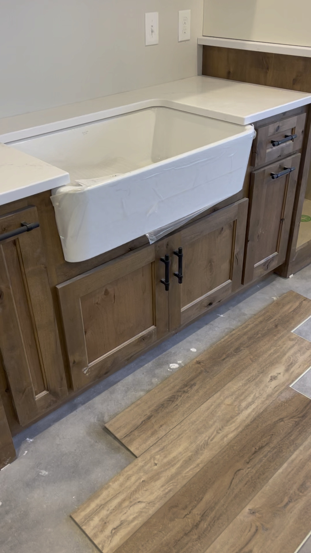 Shaw LVP Flooring
This beautiful flooring has beveled edges and is textured like a real wood grain.  The color variations of lighter to darker wood tones is a perfect pairing! 

LVP, Luxury Vinyl Plank, Flooring, waterproof, interlocking, Lowe’s 

#LTKhome #LTKVideo