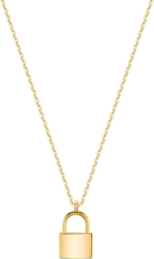 Amazon.com: MEVECCO Gold Dainty Lock Necklace for Women 18K Gold Plated Cute Tiny Padlock Boho Lo... | Amazon (US)