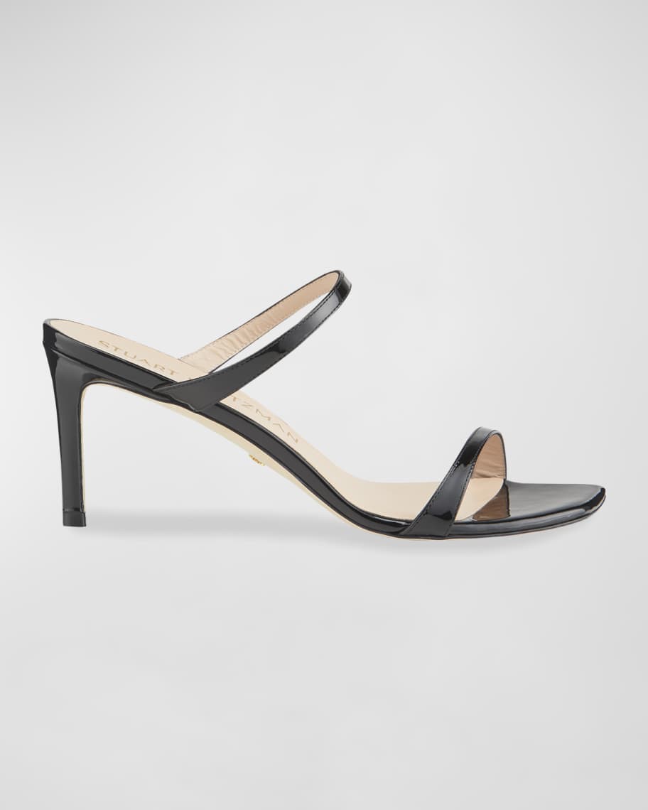 Stuart Weitzman Aleena 75 Naked Square-Toe Patent Slide High-Heel Sandals | Neiman Marcus