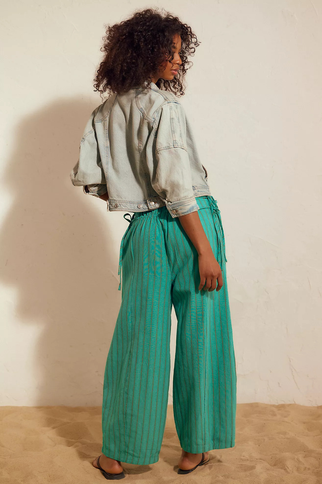 Sun Dazed Cotton-Linen Striped Pants | Free People (Global - UK&FR Excluded)