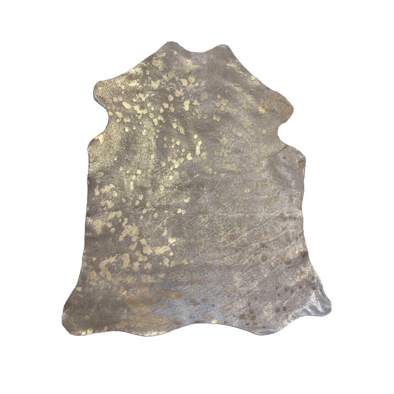 Everly Quinn Handmade Mini Cowhide Gray/Gold Rug (41X28 inches) | Wayfair | Wayfair North America