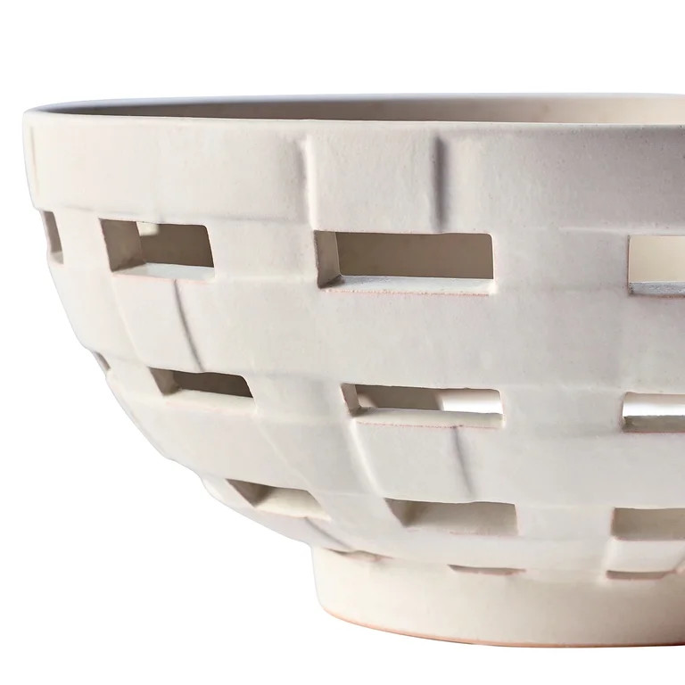 Better Homes & Gardens Ivory Woven Ceramic Decorative Bowl, 11 in | Walmart (US)