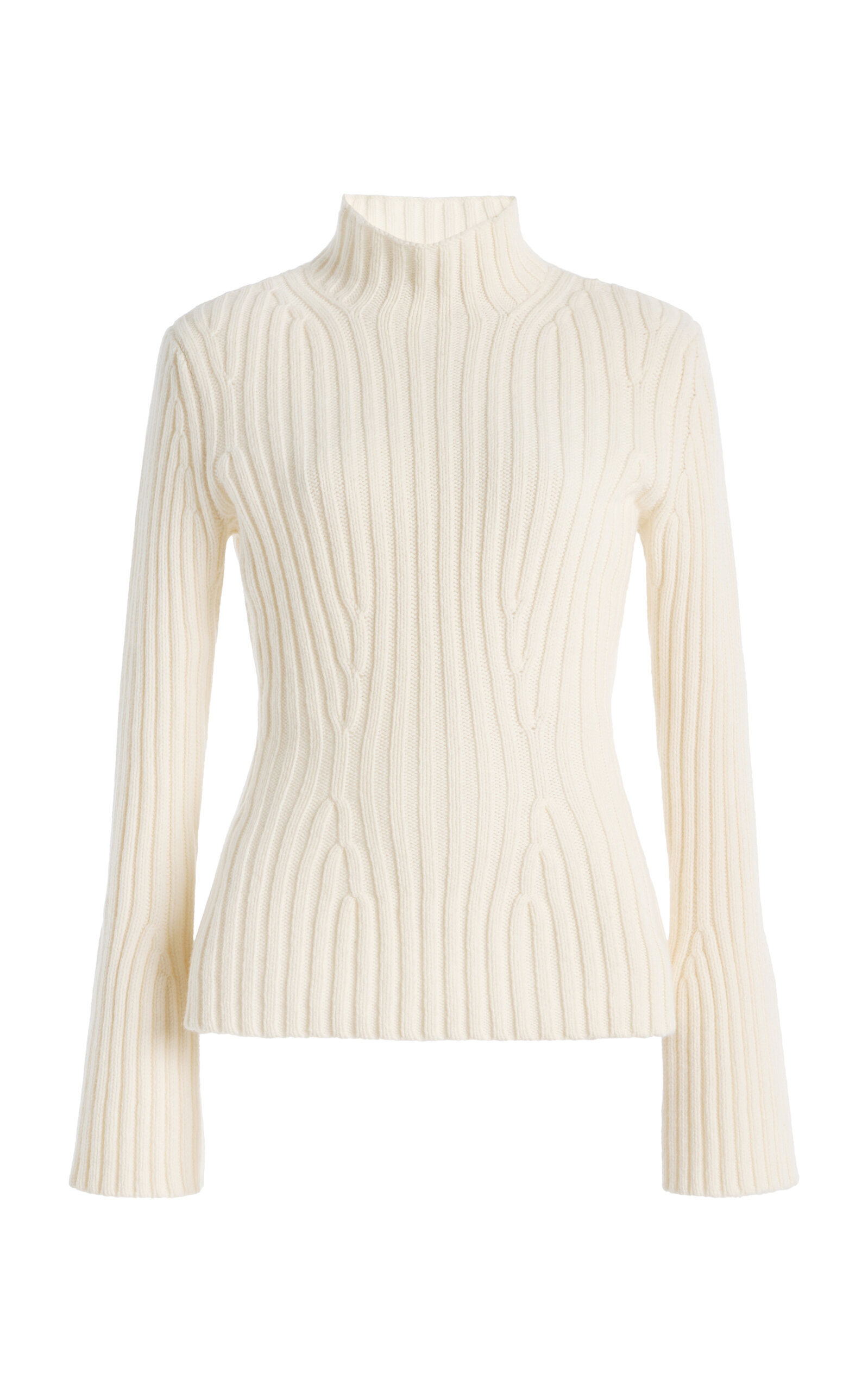 Ribbed Wool-Cashmere Bell-Sleeve Sweater | Moda Operandi (Global)