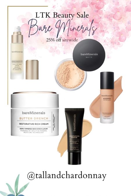 Bareminerals LTK beauty sale! Use code LTK25 to save 25% off siteide.
Exclusions apply. 

Offer excludes Skin Rescue Pure Potent Serums, Complexion Rescue Liquid Bronzer, Complexion Rescue Liquid Highlighting Blush, Dewy Lip Gloss-Balm, Eco-Beautiful Collection, and ORIGINAL Mineral Veil Set + Protect Brush Mineral SPF 25 PA++. Offer cannot be combined with any other percentage or dollar off promotions. Offer cannot be applied to previous purchases.
Valid 5/16 - 5/19

#LTKBeauty #LTKSaleAlert #LTKSeasonal