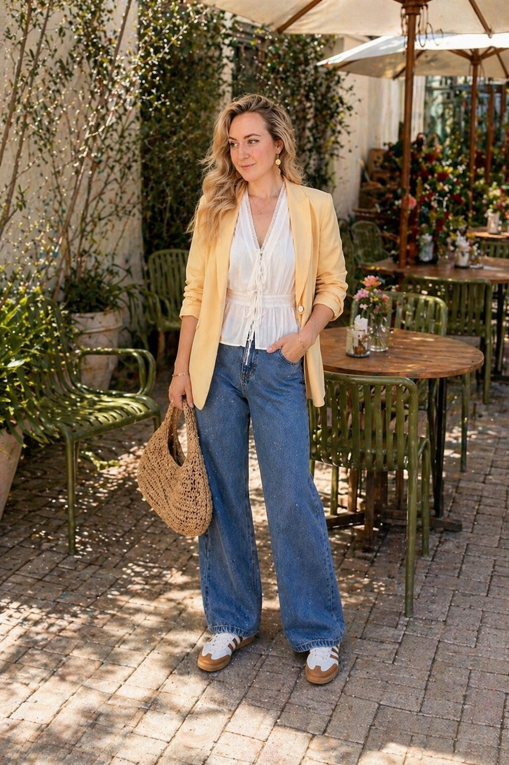 Butter yellow blazer white top and jeans 

#LTKspring #LTKjeans #LTKsummer