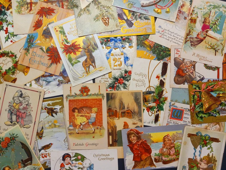 Lot of 14 Beautiful ANTIQUE Early 1900s CHRISTMAS Postcards ~ Used & Unused ~ Randomly-Picked | Etsy (US)