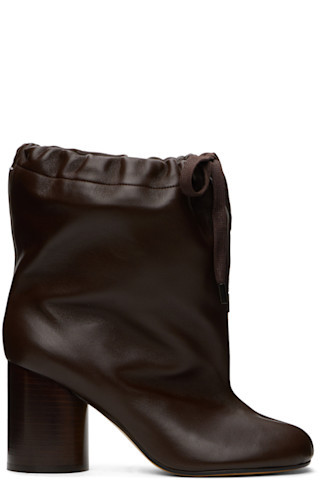 Maison Margiela - Brown Tabi Drawstring Ankle Boots | SSENSE