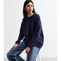 Women's Navy Oversized Knitted Jumper New Look | New Look (UK)