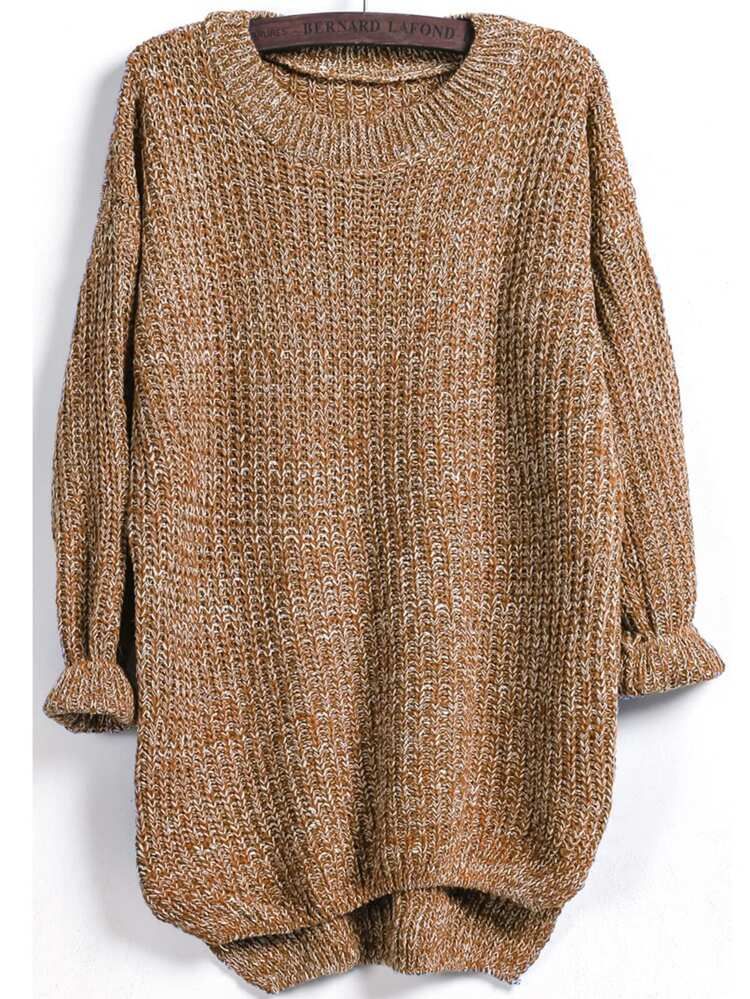 Dip Hem Marled Knit Sweater | SHEIN