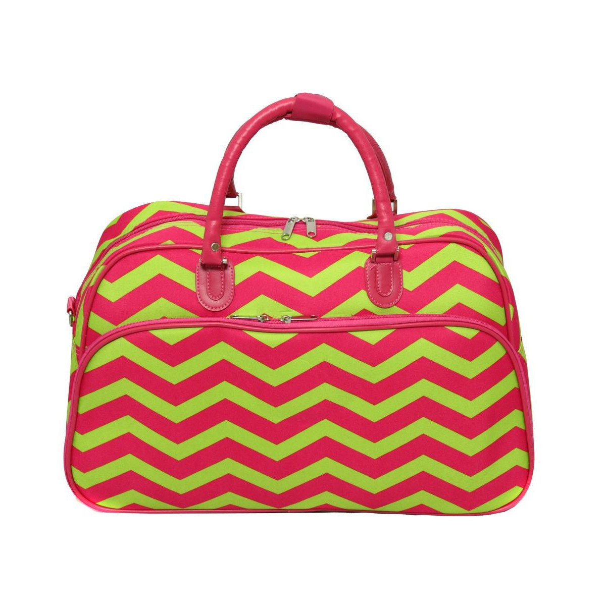 World Traveler Chevron 21-inch Carry-On Shoulder Duffel Bag - Fuchsia lime chevron | Macy's