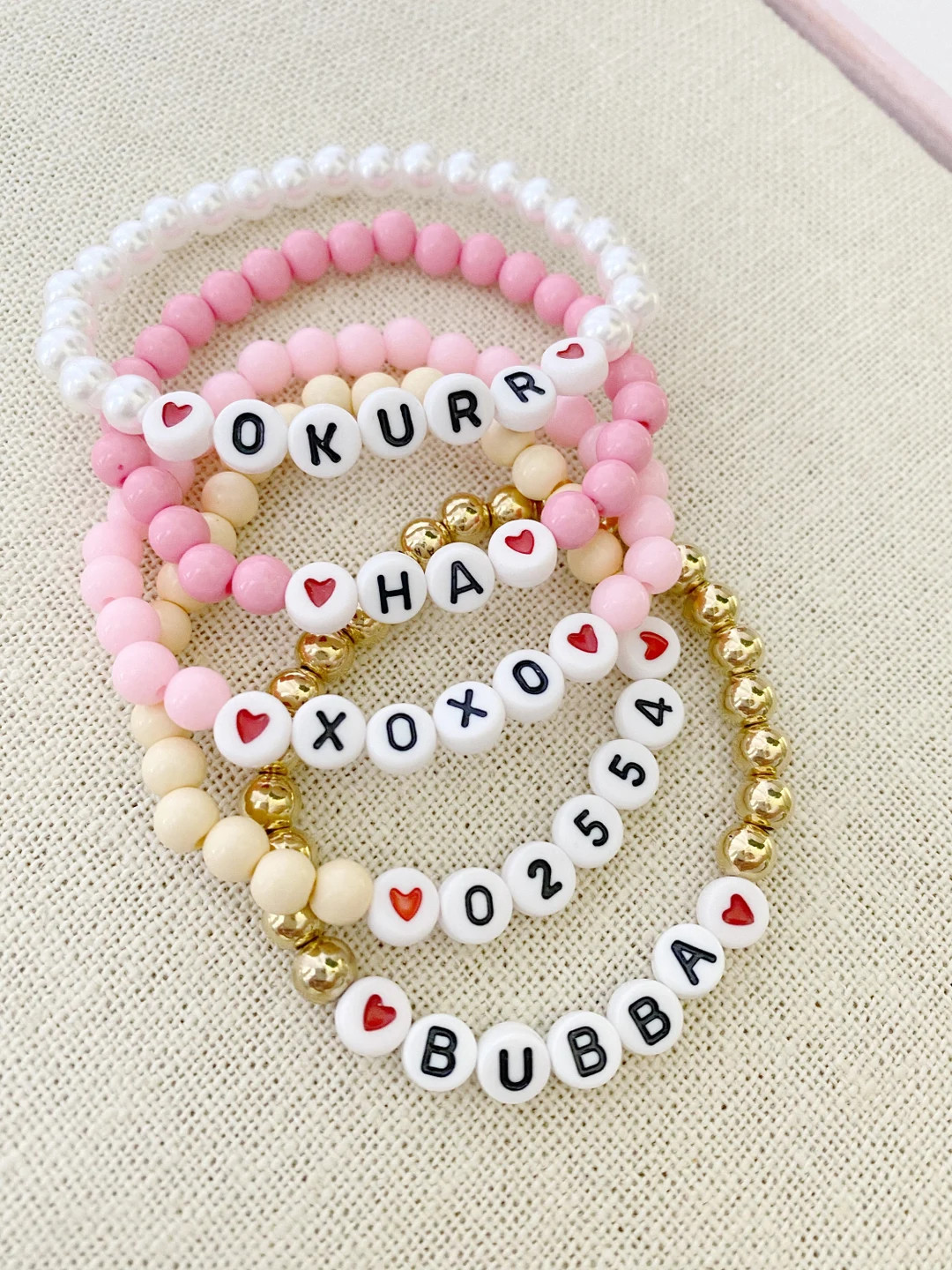 Personalized Custom Beaded Word Name Letter Bracelet - Etsy | Etsy (US)