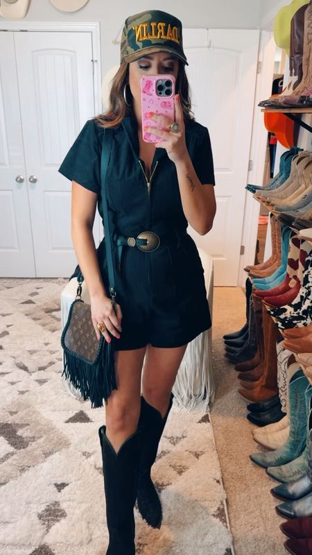 Amazon fashion black romper - show me your mumu look for less - country concert outfit idea - music festival - Nashville - rodeo - western fashion - wearing a medium 

#LTKFestival #LTKVideo #LTKStyleTip