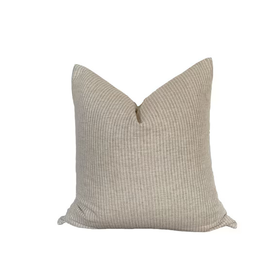 Neutral Stripe Pillow Cover Woven Cream Pillow Designer - Etsy | Etsy (US)