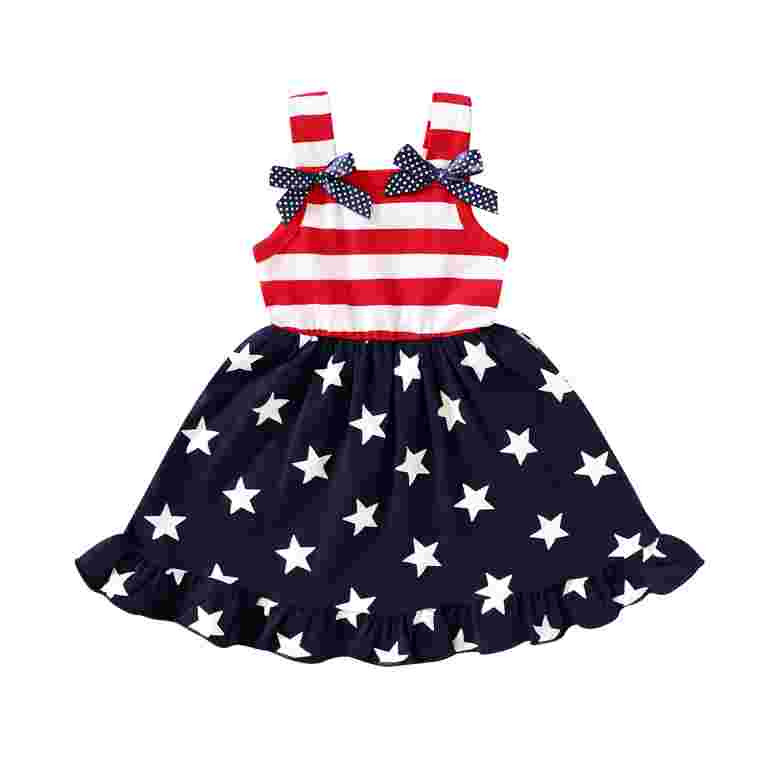 Younger Tree Toddler Baby Girls 4th of July Clothes Outfit Stars Stripes Sleeveless Dress Indepen... | Walmart (US)