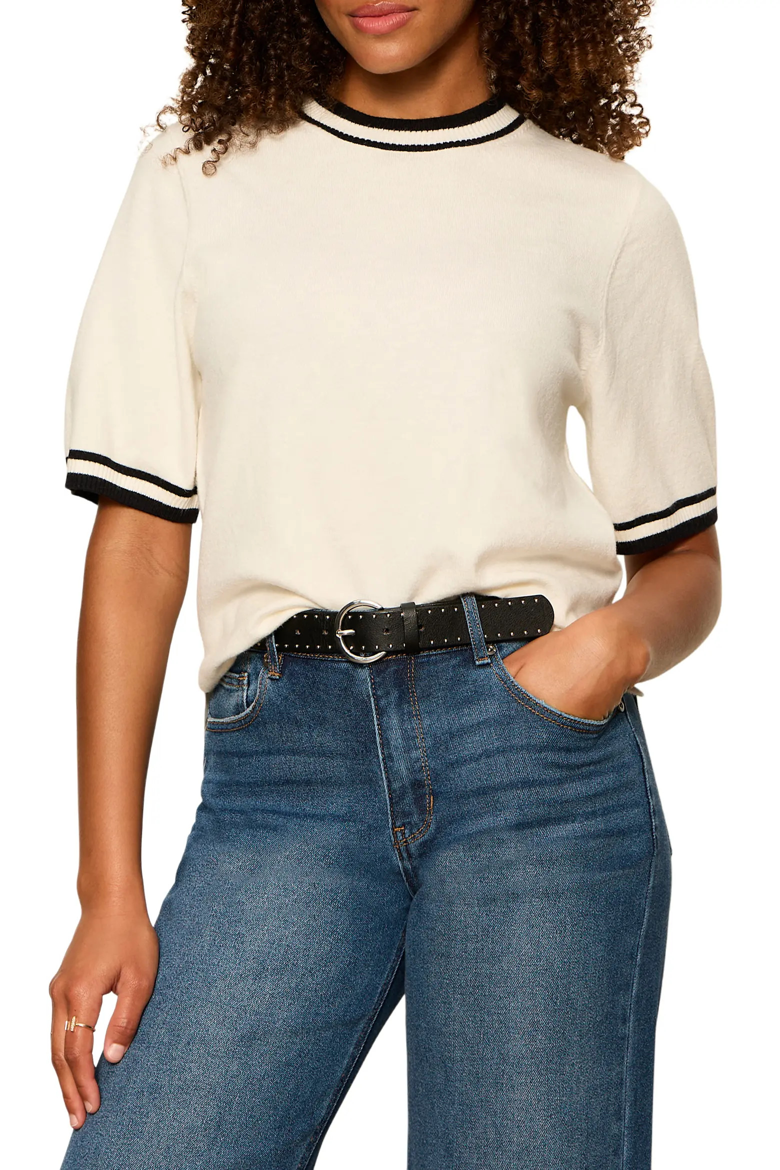 Perfect Tipped Short Sleeve Sweater (Women) | Nordstrom | Nordstrom