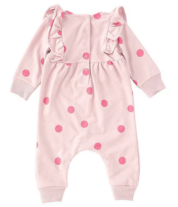 Baby Girls Newborn-9 Months Long-Sleeve French Terry Polka Dot-Printed Coveralls | Dillard's