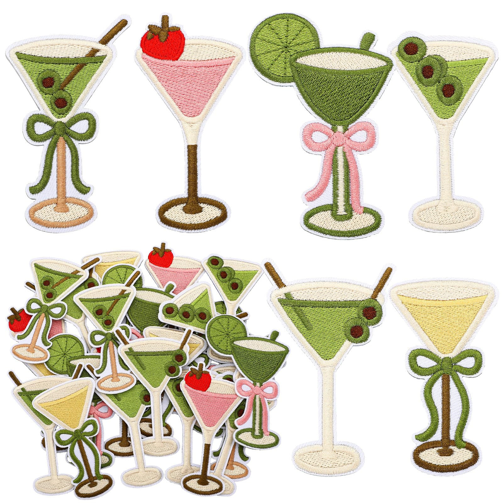 Dingion 24 Pcs Martini Embroidered Iron on Patches Set for Clothes Jeans Jackets Dress Baseball H... | Amazon (US)