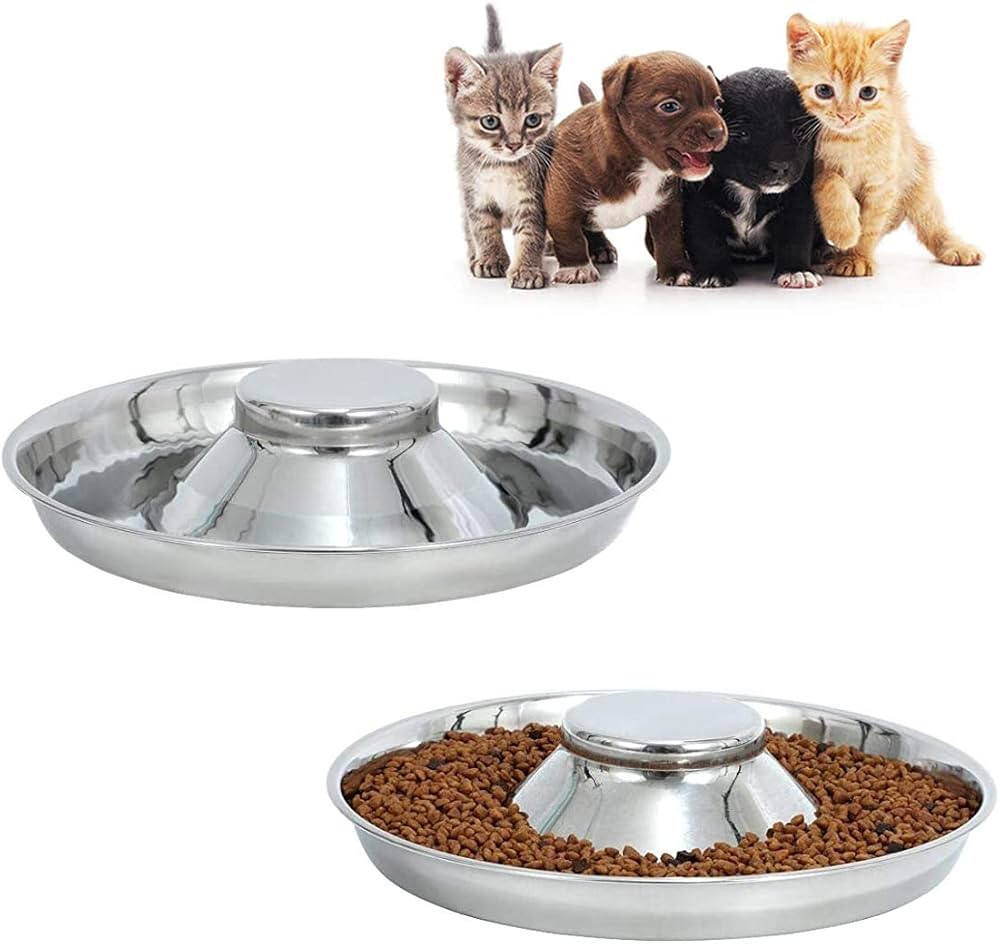 Stainless Steel Puppy Kitten Dish Whelping Weaning Dishes Feeder 11.8inch (2 Pack) | Amazon (US)