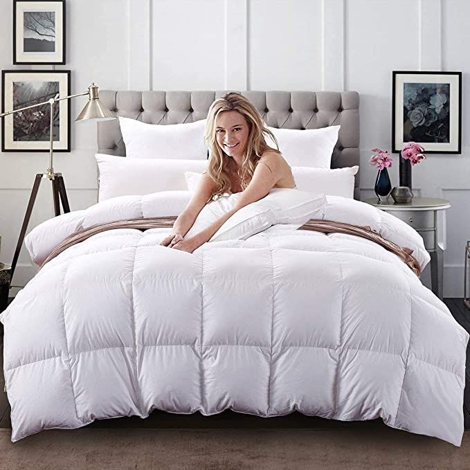 Amazon.com: C&W White Goose Down Comforter Oversized King Size 120x120in Duvet Insert,Duvet Super... | Amazon (US)